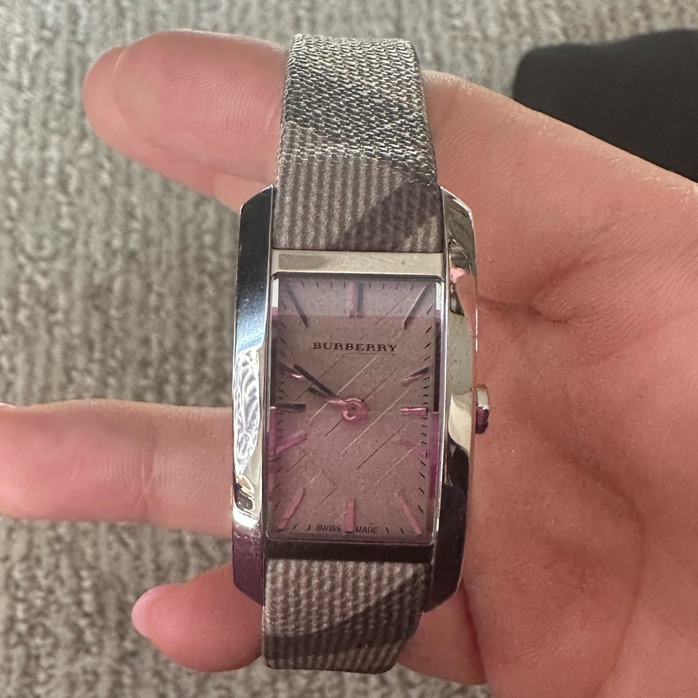 Taupe/Grey slim Burberry watch